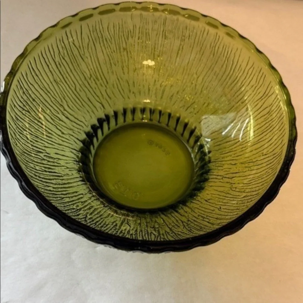 Olive Green Glass Food Storage Bowl